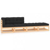 Gossi set mobilier de gradina cu perne, 4 piese, lemn masiv de pin