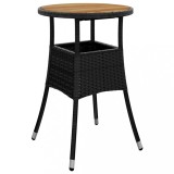 vidaXL Masă de grădină, negru, &Oslash;60x75cm, lemn de acacia/poliratan
