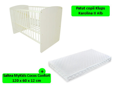 Patut Klups Karolina II Alb + Saltea 12 MyKids Confort GreatGoods Plaything foto