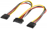 Cablu adaptor de alimentare PC Y SATA 1x tata - 2x mama 0.2m Goobay 95114