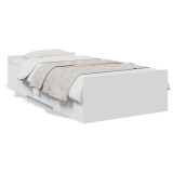 Cumpara ieftin Cadru de pat cu sertare, alb, 90x190 cm, lemn prelucrat
