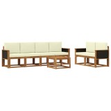vidaXL Set de canapele de exterior cu pernă 6 pcs Natural și Crem 3385001