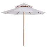 Umbrela Gradina Terasa ART, Lemn, 265cm, Acoperis Dublu Ventilatie, Alb