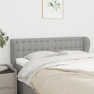 vidaXL Tăblie de pat cu aripioare gri deschis 147x23x78/88 cm textil 3117576 foto