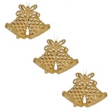 Set Ornamente Crăciun Clopote, 7 cm, Aurii, 3 Bucăți, Plastic, Oem