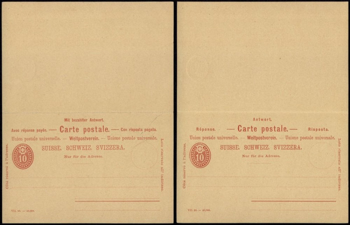 Switzerland - Postal History Rare Old Postal stationery + Reply UNUSED DB.178