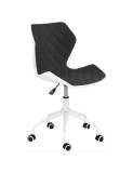 Scaun birou copii HM Matrix 3, stofa/piele ecologica, inaltime reglabila, rotire 360 ˚, roti pivotante, cadru metalic vopsit, 100 kg, negru/alb