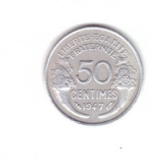 Moneda Franta 50 centimes 1947, stare foarte buna, curata