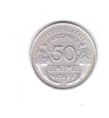 Moneda Franta 50 centimes 1947, stare foarte buna, curata foto