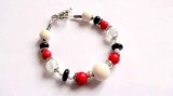 Bratara cristal de stanca, coral alb, howlite si onix, bratara femei 32153