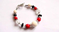 Bratara cristal de stanca, coral alb, howlite si onix, bratara femei 32153
