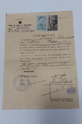 Vechi document, semnatura olograf ( certificat cazier) anul 1943 foto