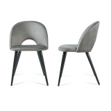 Set 2 scaune dining Karijoki din catifea gri cu picioare negre