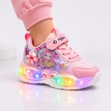 Cumpara ieftin Pantofi sport cu lumini LED, Model Papusica cu invartitoare, Piele ecologica,