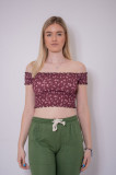 Top cropped cu imprimeu floral Pull&amp;Bear, Bordo, M