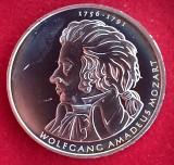(A102) MONEDA DIN ARGINT GERMANIA - 10 EURO 2006, LIT. D, WOLFGANG AMADEUS MOZART, 18 GRAME, AG 925
