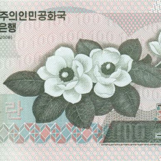 COREEA DE NORD █ bancnota █ 100 Won █ 2008 █ P-61-2 █ UNC █ necirculata