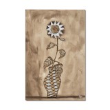 Tablou pictat manual, Floarea soarelui, 90x60cm ulei pe panza in relief efect 3D, gata de agatat pe perete