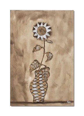 Tablou stilizat pictat manual, Floarea soarelui, 90x60cm ulei pe panza in relief efect 3D foto