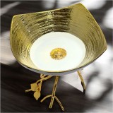 Bol din portelan pentru aperitive cu suport metalic , 18.5x18.5 cm, inaltime 18 cm