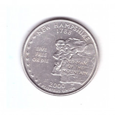 Moneda SUA 25 centi/quarter dollar 2007 P New Hampshire 1788, stare buna, curata