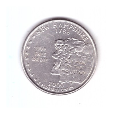 Moneda SUA 25 centi/quarter dollar 2000 P New Hampshire 1788, stare buna, curata foto