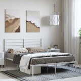 VidaXL Cadru de pat metalic cu tăblie, alb, 135x190 cm 352367