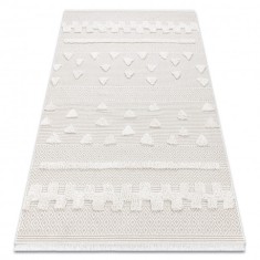 Covor ECO SISAL MOROC 22321 Triunghiurile, zigzag boho franjuri - structural bej / cremă, 78x150 cm