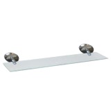 Cumpara ieftin Etajera din geam transparent cu model, prindere prin lipiere, crom lucios, 400 mm
