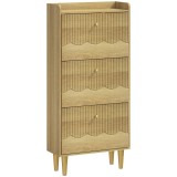 HOMCOM Dulap pentru pantofi 18 perechi, dulap &icirc;ngust pentru pantofi, 3 sertare rabatabile &eacute;tag&egrave;res r&eacute;glables, 60x24x128cm, stejar | Aosom Romania