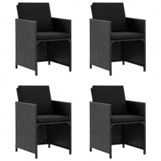 Set mobilier de exterior cu perne, 5 piese, negru, poliratan