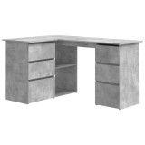 Birou de colt, gri beton, 145x100x76 cm, lemn prelucrat, DKD Home Decor