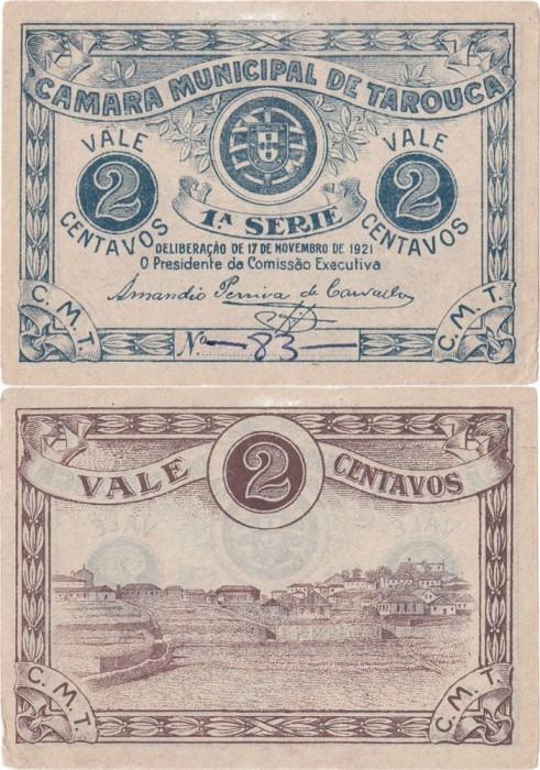 1921 (17 XI), 2 centavos (CMA 4041) - Portugalia (Tarouca) - stare XF+