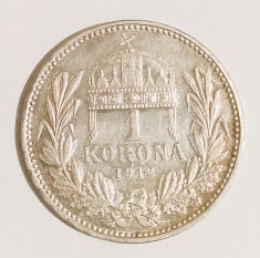 UNGARIA 1 COROANA 1912 CORONA KORONA ARGINT XF AUNC ( CITITI DESCRIEREA )