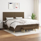 Cumpara ieftin Pat box spring cu saltea, maro &icirc;nchis, 200x200 cm, textil