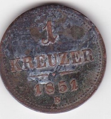 AUSTRIA 1 KREUZER 1851 B foto
