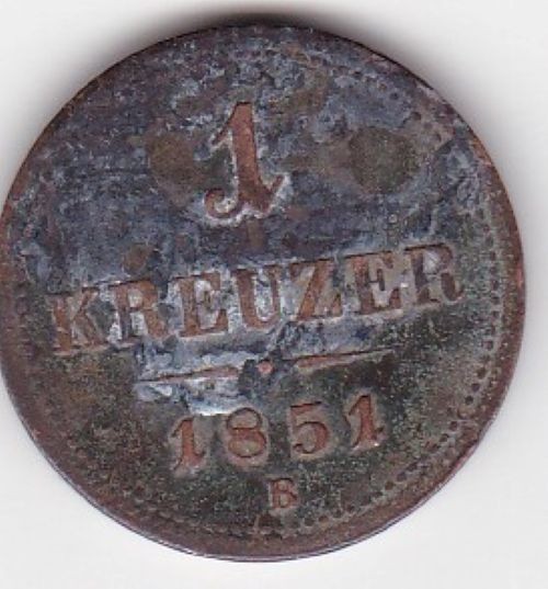 AUSTRIA 1 KREUZER 1851 B