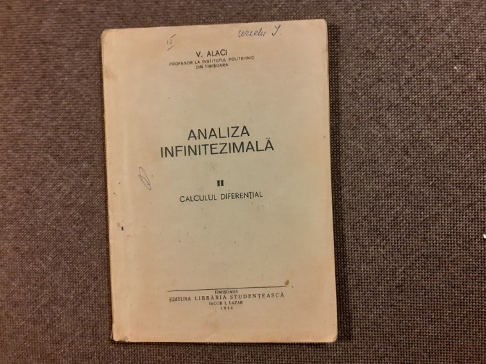 V ALACI ANALIZA INFINITEZIMALA CALCULUL DIFERENTIAL 1948