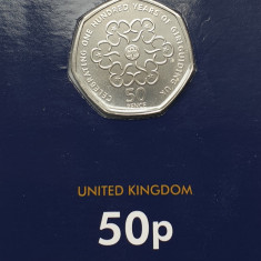 50 pence 2019 Marea Britanie, 5th Portrait Girlguiding, 50 Years of 50p,coincard