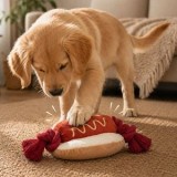 Jucarie pentru caine Hot Dog cu sunet si sfoara, 26 cm, CMCLASS