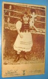 4839H-Foto CDV veche Arad-HONISCH L. Istvan Arad-Fetita cu papusa anii 1900.