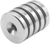 Set 5 magneti foarte puternic pentru surub, gri, disc, simplu, 15 mm X 4 mm