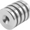 Set 5 magneti foarte puternic pentru surub, gri, disc, simplu, 15 mm X 4 mm