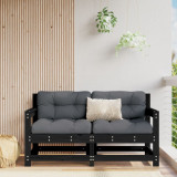 Canapea de colt de gradina, 2 buc., negru, lemn masiv de pin GartenMobel Dekor, vidaXL