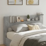 Cumpara ieftin Tăblie de pat cu dulap și LED, gri beton, 180x16,5x103,5 cm
