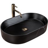 Lavoar ceramic pentru blat Rea Nadia Stone Black Matt