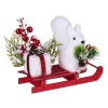 Decoratiune de Craciun, Sanie, Lemn, Veverita din Spuma, 17cm, Rosu/Alb, Oem