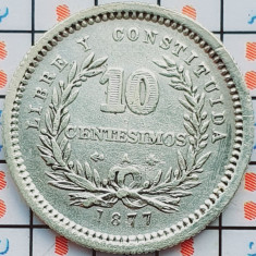 Uruguay 10 centesimos 1877 argint - km 14 - A029