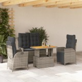vidaXL Set mobilier de grădină cu perne, 4 piese, gri, poliratan 3277468