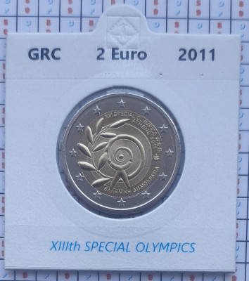 Grecia 2 euro 2011 UNC - Special Olympics - km 239 cartonas personalizat D15301 foto